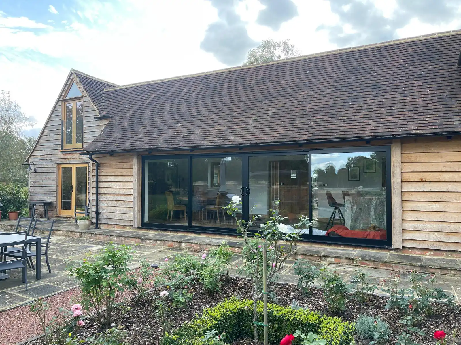 Clay tiled roof on a restored barn conversion
